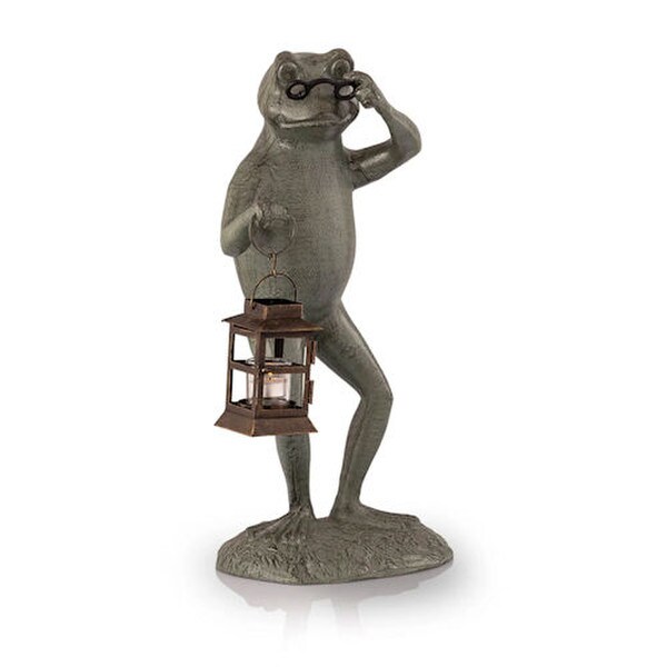 Frog Professor candle Light Garden Statue Glasses Teacher Sculpture